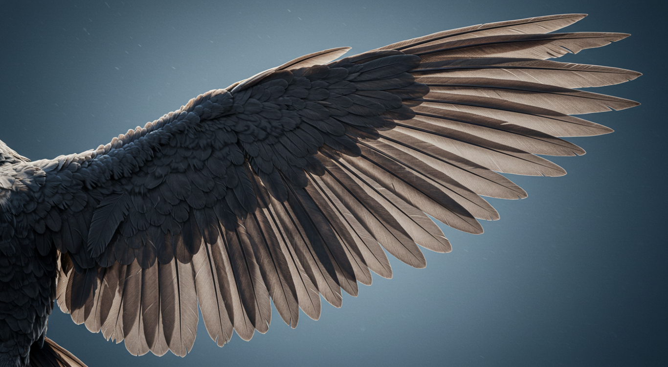 A bird's wing has multiple design features